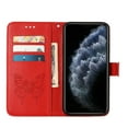 thumbnail image 6 of Dteck iPhone 11 Pro Max Case, Butterfly Patterned Wallet Case, Magnetic Hand Strap Credit Card Holder Slots Synthetic Leather Kickstand Protective Cover For iPhone 11 Pro Max, Red, 6 of 10