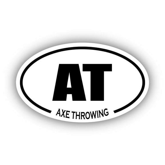 Axe Throwing AT Oval Bumper Sticker 3M Vinyl Decal 3 in x 5 in