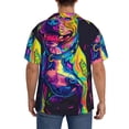 thumbnail image 3 of Vsdgher Neon Pop Art Pitbull Men's Cuban Shirt, Hawaiian Shirts, Business Casual Button Down Shirts, Short Sleeve Shirt-X-Large, 3 of 5