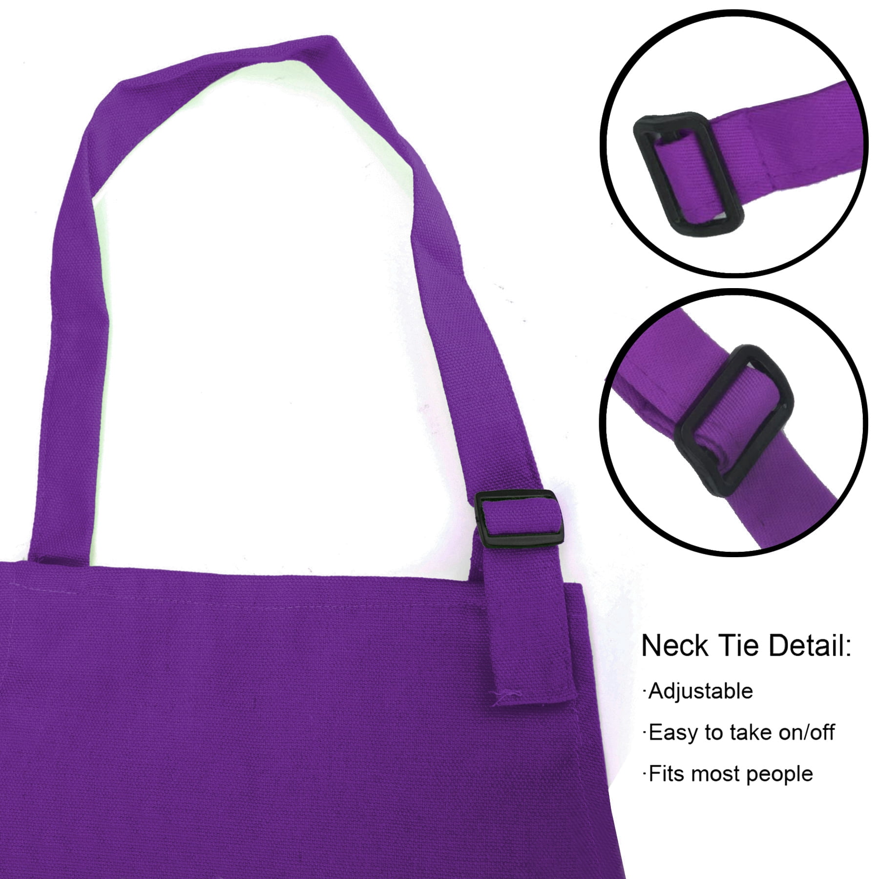 Opromo Colorful Cotton Canvas Kid\'s & Adult\'s Aprons with Pocket, Artist Apron & Chef Apron in Set (Purple, 21"L x 13"W/29"L x 24"W)