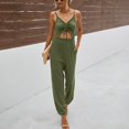 thumbnail image 3 of Aayomet Jumpsuits For Women Women's Rompers V Spaghetti Neck Summer High Jumpsuits Straps Waist Smocked Cutout With Pockets,Green S, 3 of 5