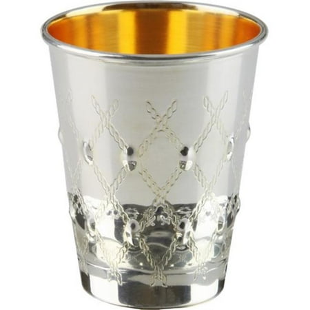 Kiddush Cup Set Elygant 58051T 925 Sterling Silver Coated Kiddush Cup with XP Design 5.5 oz & 3 in. ()
