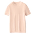 thumbnail image 4 of Womens Short Sleeve Tops Crew Neck Lightweight Pullover Sweaters Loose Dressy Casual Blouse Basic Clothes Pink M, 4 of 5