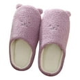 thumbnail image 4 of Slippers for Women,Soft Bottom Cute Bear Home Wooden Floor Non Mute Slippers Winter Warm Couple Slippers,Womens Slippers,Light Purple,9, 4 of 4