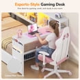 thumbnail image 4 of Twin Corner Bed Frame with Desk and Storage Bookcase, Metal Daybed with Charging Station, LED Lights and 2 Drawers, Twin Size Gaming Platform Bed Frame, Esports-Style, White, 4 of 10