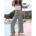 thumbnail image 6 of Women's Cotton Linen Summer Palazzo Pants Flowy Wide Leg Beach Trousers with Pockets, 6 of 10
