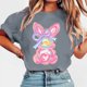 thumbnail image 5 of Tops de Manga Corta de Verano para las Mujeres Imprimir Blusa de Cuello Redondo, Moda Ligera de Poliéster Spandex, 5 of 6