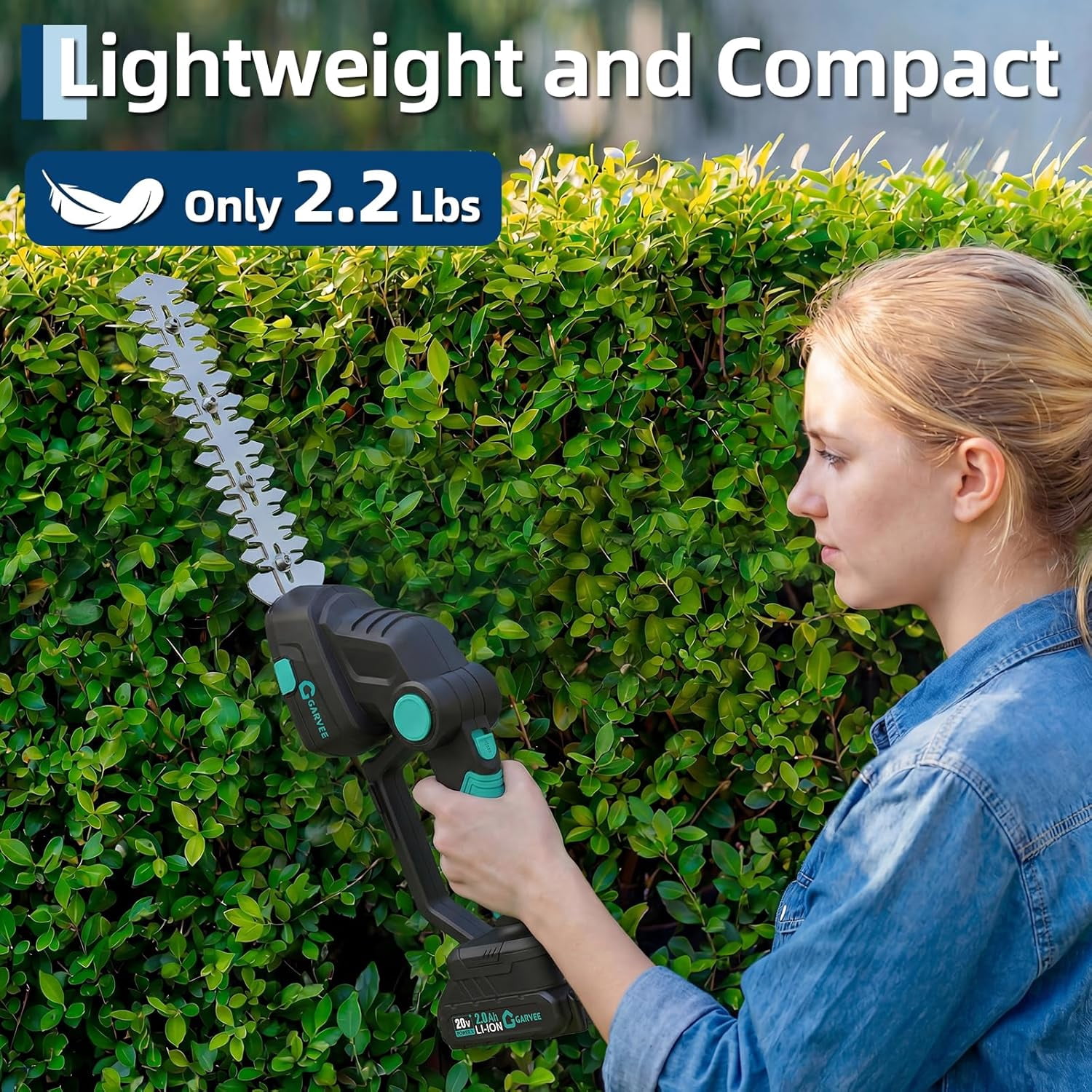 Cordless Grass Shear & Shrubbery Trimmer - 2 in 1 Handheld 20V Electric Hedge Shears with 2 Batteries