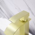 thumbnail image 6 of Waterfall Spout Bathroom Vessel Faucet, Tall Waterfall Single Handle One Hole Deck Mount Mixer Bowl Tap with Large Rectangular Spout, Bar Sink Faucet Lavatory Vanity with Overflow, Gold, 6 of 7