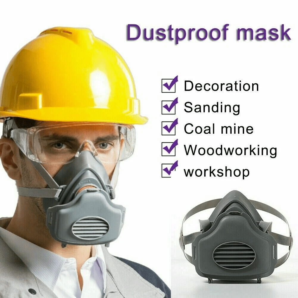 Reusable Half Face Cover Respirator Dust Mask W/10 Replaceable Filters and Goggles for Woodworking Painting Welding