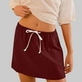 thumbnail image 2 of Loopsun Womens Summer Skirts, Women's Summer Fashion Fold Pocket Drawstring Solid Color Skirt Wine M, 2 of 5