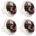 thumbnail image 2 of 4 Pcs Round White Knobs for Kitchen Cabinet Cupboard Dresser Bookcase Roses and Skull Drawer Pulls Handles Home Decor, 2 of 8