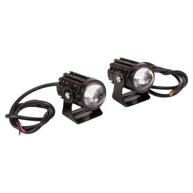 Faros auxiliares minis para motocicleta Tipo lupa con base Y interruptor luz blanca Kinlley Negro