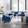thumbnail image 3 of Modway Loft Tufted Faux Leather Sofa and Loveseat Set - Silver Navy, 3 of 5