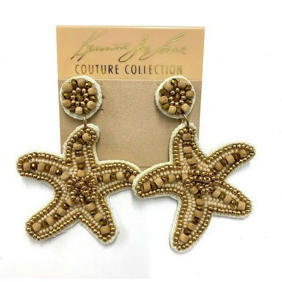 Kenneth Jay Lane Starfish Bead Drop Pierced Earrings