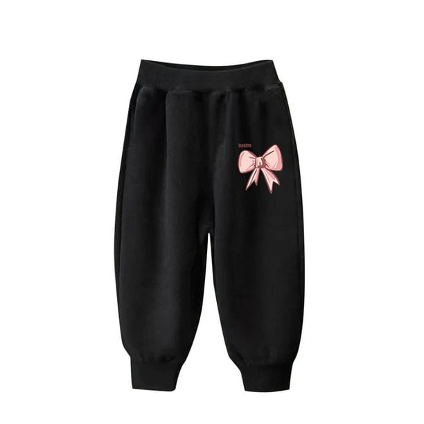 Odeerbi 3-10 Años Niños Niñas Pantalones de Algodón Con Estampado de Lazo Pantalones de Deporte Casual Con Bolsillos