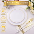 thumbnail image 3 of 350PCS White Gold Plastic Plates - Gold Disposable Dinnerware Sets - Gold Plastic Silverware - 100Plates, 150Plastic Cutlery, 50 Cups and 50 Napkins for Wedding & Party & Thanksgiving, 3 of 18