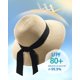 thumbnail image 2 of Sombrero de paja FURTALK para mujer, playa, sol, UV, UPF 80+, plegable, color beige, 2 of 8