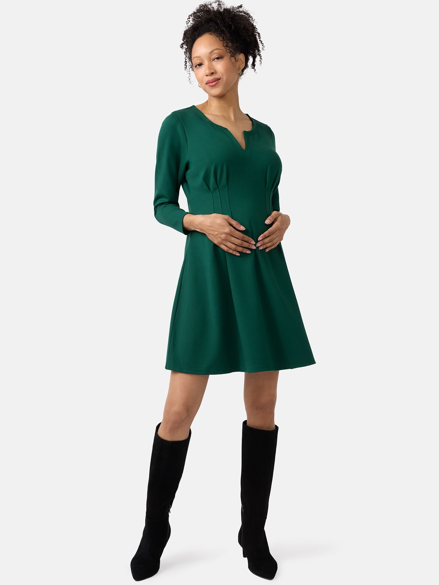 Ingrid & Isabel For Every Belly Women's Maternity Pintuck Mini Dress, Sizes S-XXL