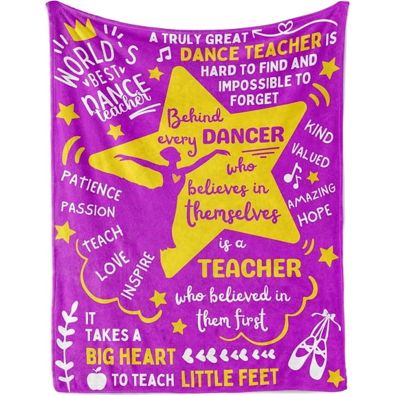Dancer Gifts for Dance Teachers - Apreciation Gifts for Dance Teacher on Teacher Appreciation Week, Teachers' Day - Flannel Plush Throw Blanket - Purple, 50"x 65"