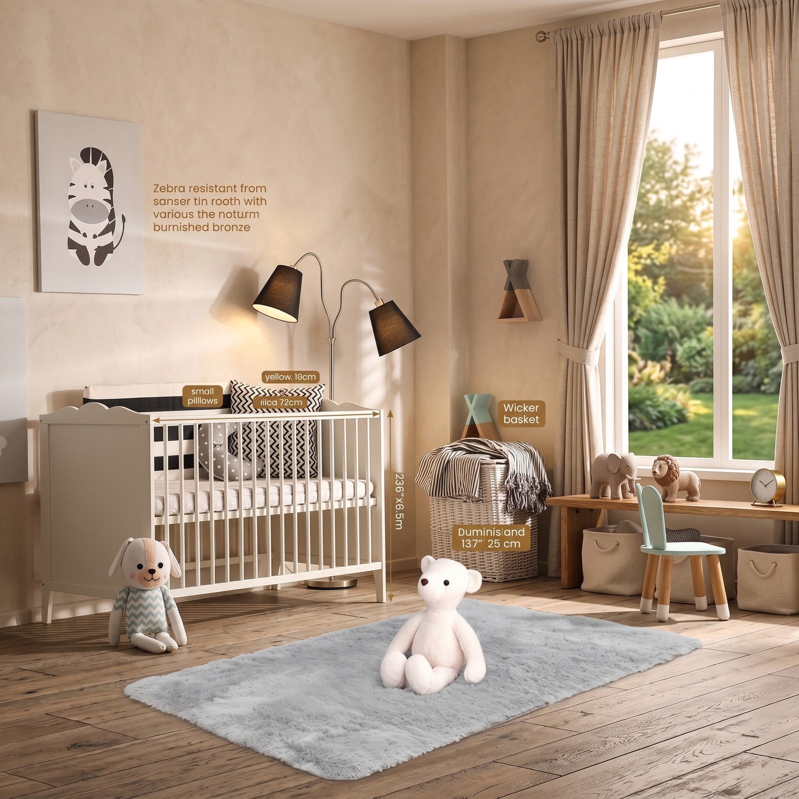 ALPULON 4x6 Feet Modern Soft Shag Area Rug with Non-Slip Grip Dots, Plush Fluffy Indoor Carpet for Living Room Bedroom Nursery Home Office Decor, Machine, Light Gray