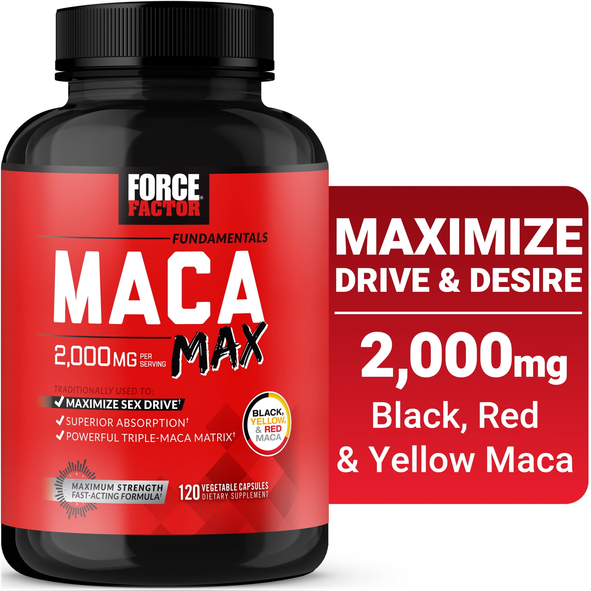 Force Factor Maca Max, Maca Root Capsules for Men & Women to Maximize Drive, Desire & Performance, 120 Capsules