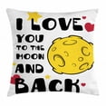thumbnail image 1 of I Love You Throw Pillow Cushion Cover, Moon Surface Romance Big Love Galactic Partners Friends Valentines Print, Decorative Square Accent Pillow Case, 16 X 16 Inches, Yellow Black Red, by Ambesonne, 1 of 2