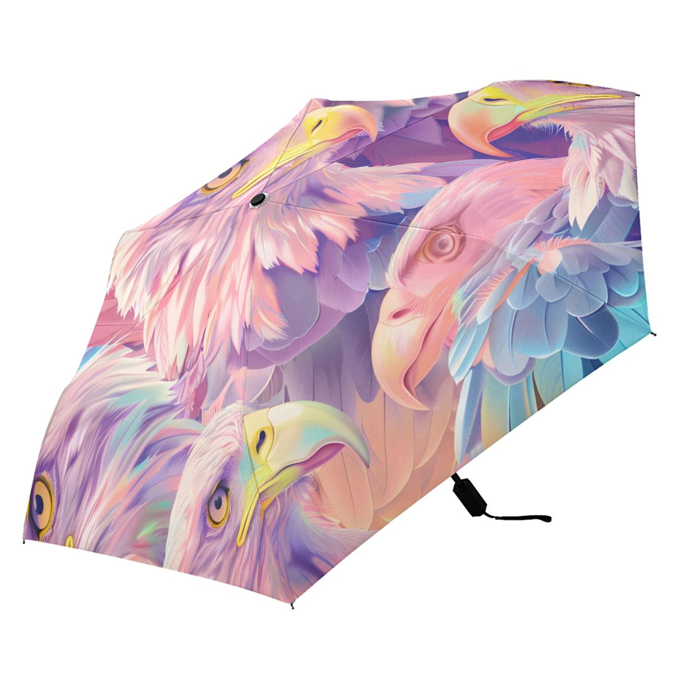 Compact Sun Umbrella Windproof Travel Umbrellas for Rain Strong Portable UV Protection Soft Color Eagle Head