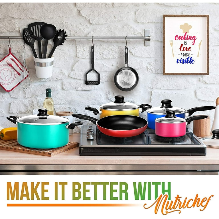 15-Piece Nonstick Kitchen Cookware Set PTFE/PFOA/PFOS Colorful Heat  Resistant