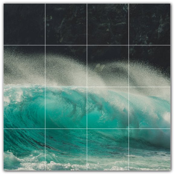Picture-Tiles.com: Waves Ceramic Tile Wall Mural WAL501175-44XL. 48"W x 48"H using (16) 12" x 12" Ceramic Tiles-Satin Finish