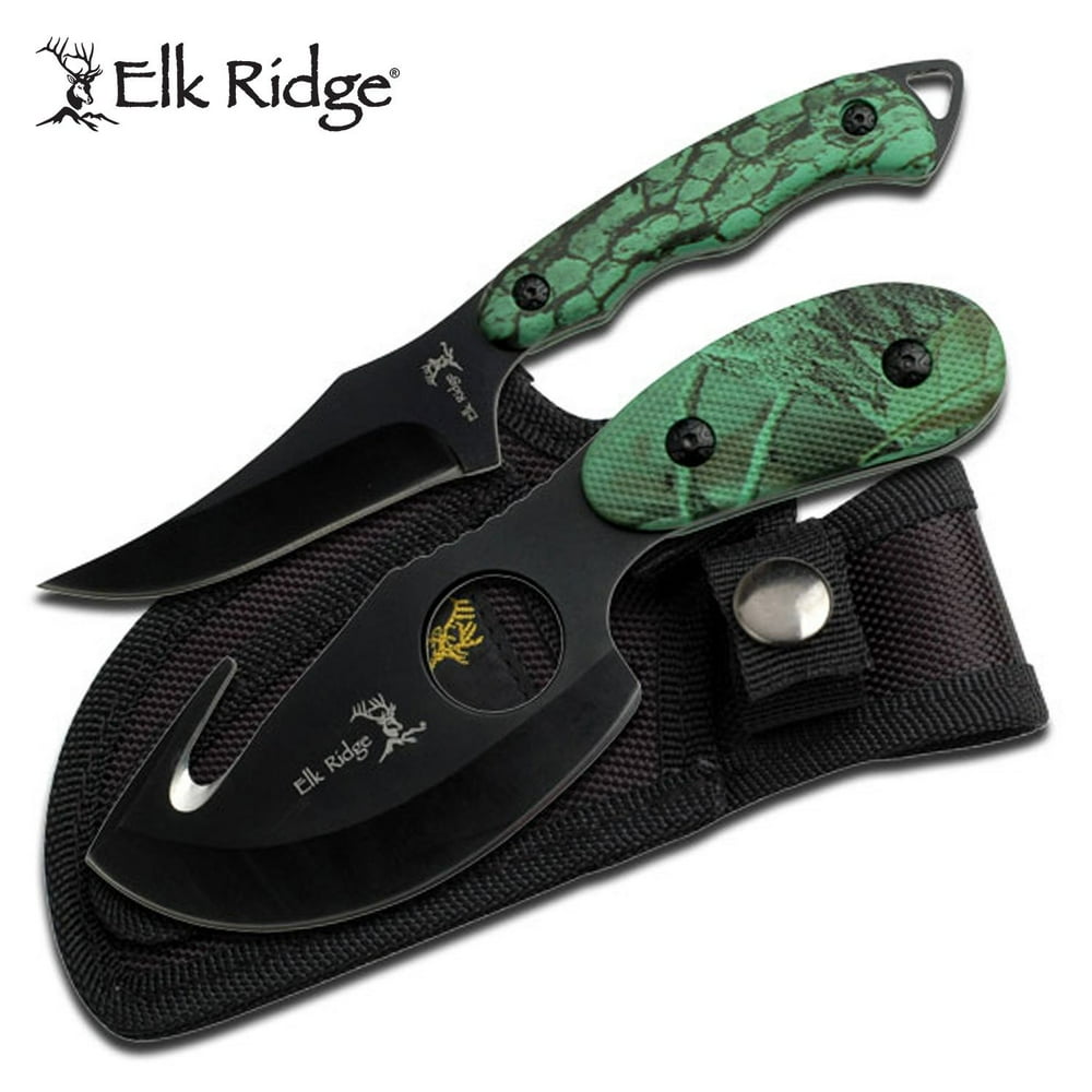 Elk Ridge Outdoors 2PC Fixed Blade Hunting Knife Set Black