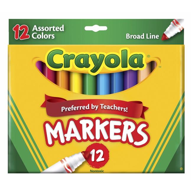 Crayola Original NonToxic Marker Set, Conical Tip, Set 12