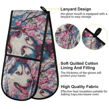 

BZSMCE Oven Mitts Blossom Smiles Creative Pattern Resistant Kitchen Gloves