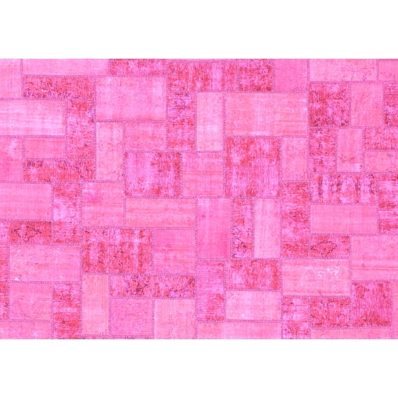Ahgly Company Indoor Rectangle Patchwork Pink Transitional Area Rugs, 5' x 8'