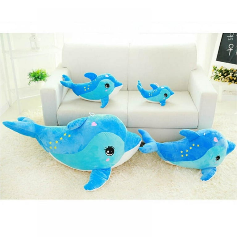 DolliBu Blue Dolphin Plush Toy - 11.75 Inch Super Soft Stuffed Animal For Babies And Toddlers