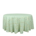Efavormart 120" Sage Green Round Polyester Tablecloth With Gold Foil ...