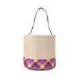 thumbnail image 2 of Yakvarog Halloween Canvas Tote Basket 8.8" x 9", Plaid Patchwork Fabric with Handle, Trick or Treat Candy Bags for Gifts, Toys, Party Favor & Home Holiday Decor, 2 of 6