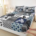 thumbnail image 3 of Manfei Teens Boys Motorcycle Motocross Twin Sheet Sets 3pcs,Extreme Sport Twin Fitted Sheet Microfiber,Geometric Plaid Breathable Flat Sheet,Microfiber Bedroom Decor, 3 of 7