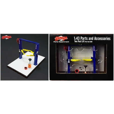Two Post Lift Blue and Yellow For 1/43 Scale Diecast Model Cars by (Best Two Post Car Lift)