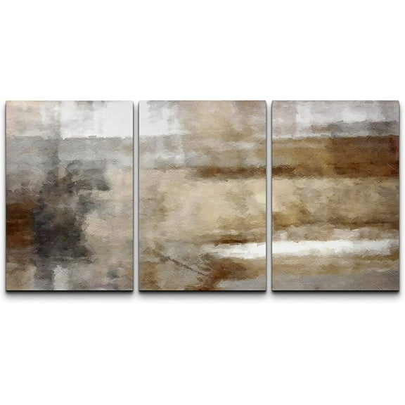 wall26 Canvas Print Wall Art Set Pastel Watercolor Brown Dark Color Blocks Abstract Shapes Illustrations Modern Art Decorative Multicolor for Living Room, Bedroom, Office - 16"x24" x 3