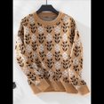 thumbnail image 4 of Suéter de Cuello Redondo de Larga para Mujer, Estampado de Otoño, Jersey de Punto de Gran Tamaño, Ropa de Moda Camello M, 4 of 10