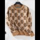 thumbnail image 4 of Suéter de Cuello Redondo de Larga para Mujer, Estampado de Otoño, Jersey de Punto de Gran Tamaño, Ropa de Moda Camello M, 4 of 10