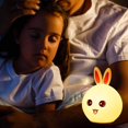 thumbnail image 2 of Regalos de luz nocturna para niños y bebés - Lámpara de noche LED con forma de conejito Control de grifo Linterna de silicona multicolor Luz portátil para niños pequeños Niños Niñas Habitación Dormitorio Tienda Rosa-Rosa- Sailing Electrónica, 2 of 5