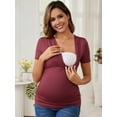 thumbnail image 2 of DARING DIVA Women's Ruched Wrap V Neck Maternity Blouse XXL Red, 2 of 7