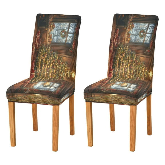 BZSMCE Chairs Slipcovers Dining Chair Covers Elegant Christmas Trees Creative Pattern