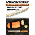 thumbnail image 2 of YOUSUNLONG Sakimaru Knife 8" - Japanese Sushi Knife - Handmade Copper Damascus Steel Carving Knives - Ultra Sharp Salmon Knife - Naturel Burl Wooden Handle with Leather, 2 of 7