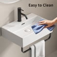 thumbnail image 2 of White Wall Mounted Vessel Sink with Towel Rack Small Bathroom Sink for Tight Spaces Modern Floating Vanity with Faucet Hole, 2 of 6