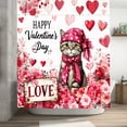 thumbnail image 2 of Amarainy Happy Valentines Day Cat With Hearts And Roses Polyester Shower Curtain For Home Bathroom Bath Tub Decoration 72x72 inch, 2 of 5