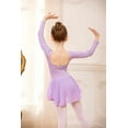 thumbnail image 3 of Oudiya Girls Ballet Dance Dress Long Sleeve Criss Cross Back Skirted Leotard Dancewear Purple for 8-9Y, 3 of 10