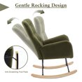 thumbnail image 4 of Accent Rocking Chair, Teddy Upholstered Glider Rocker with High Backrest, Comfy Rocking Armchair Single Chair with Armrest and Metal Frame for Living Room Bedroom Offices, 4 of 8